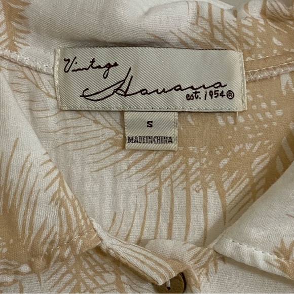 Vintage Havana Woman’s Hawaiian Palm Tree Print Button Down Top W/ Collar, Small - Picture 4 of 4